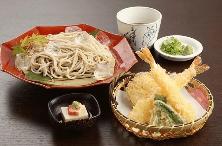 蕎麦セット / 季節の天ぷら・薬味・胡麻豆腐付